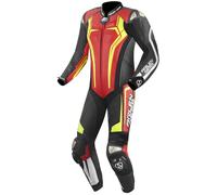 Arlen Ness Sugello 2 Traje de cuero de motocicleta de una pieza, negro/rojo/amarillo, Talla 52