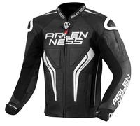 Arlen Ness Sugello Chaqueta de cuero para motocicleta, Negro/Blanco, Talla 50