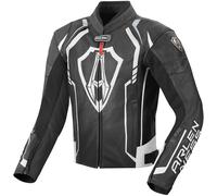 Arlen Ness Track Chaqueta de cuero de la motocicleta, negro-blanco, tamaño 50 para Hombres