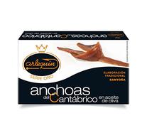 ARLEQUIN Serie Oro Anchoa del Cantábrico, Elaborada a Mano en Santoña, en Aceite de Oliva (1 Lata - 90 grs)