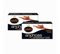 ARLEQUIN Serie Oro Anchoa del Cantábrico, Elaborada a Mano en Santoña, en Aceite de Oliva (2 Latas - 100 grs)