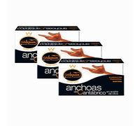ARLEQUIN Serie Oro Anchoa del Cantábrico, Elaborada a Mano en Santoña, en Aceite de Oliva (3 Latas - 150 grs)