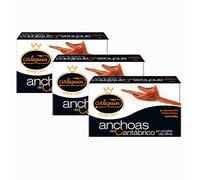 ARLEQUIN Serie Oro Anchoa del Cantábrico, Elaborada a Mano en Santoña, en Aceite de Oliva (3 Latas - 270 grs)