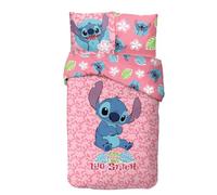 Arlis - Juego de cama para niños, funda nórdica reversible, 140 x 200 cm, funda de almohada de 63 x 63 cm, 100% algodón (juego de cama Stitch A, 140 x 200 Cm)