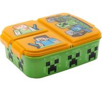 Arlis Minecraft - Caja de merienda (3 compartimentos de plástico, con cierres de clip, caja de almuerzo para niños (caja de merienda Minecraft)