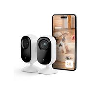 Arlo Essential 2 Indoor Camara Vigilancia Bebe/Mascotas 2K, Sensor de Movimiento, Alarmas Para Casa, Visión Nocturna, Prueba Arlo Secure Incluida, con cubierta de lente automática, 2 Cámaras, Blancas