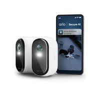 Arlo Essential 3 Camara Vigilancia WiFi Exterior HD, Camara Vigilancia WiFi Interior, Sensor de Movimiento, Alarmas para Casa, Visión Nocturna En Color, Prueba Secure Incluida, 2 Cámaras, Blancas