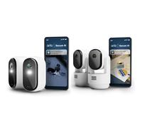 Arlo Essential 3 HD, cámara WiFi Exterior, visión Nocturna en Color, luz, Sirena, 2 cámaras Blancas Essential 3 Indoor HD PTZ, Audio bidireccional, Obturador de Lente, 2 cámaras Blancas