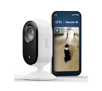 Arlo Essential 3 Indoor Camara Vigilancia Bebe/Mascotas 2K, Sensor de Movimiento, Alarmas para Casa, Visión Nocturna, Prueba Secure Incluida, con Cubierta de Lente Automática, 1 Cámara