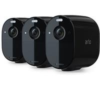 Arlo Essential Camara Vigilancia WiFi Exterior 1080p HD, Camara Vigilancia WiFi Interior, Sensor de Movimiento, Alarmas Para Casa, Prueba Arlo Secure Incluida, Visión Nocturna, 3 Cámaras, Negras