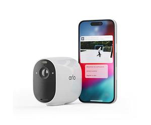 Arlo Essential Camara Vigilancia WiFi Exterior 1080p HD, Camara Vigilancia WiFi Interior, Sensor de Movimiento, Alarmas Para Casa, Prueba Arlo Secure Incluida, Visión Nocturna, 1 Cámara, Blanca