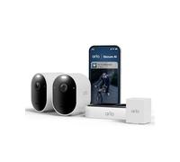 Arlo Pro 6, Cámara de Vigilancia Exterior WiFi 2K+ HDR, Reconocimiento de IA, Visión Nocturna Color, Funciona con Alexa, Prueba Arlo Secure incluida, 2 Cámaras + 1 Batería Adicional y Cargador Doble