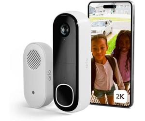 Arlo Timbre inalámbrico 2K y Timbre, Timbre de Video WiFi para Exteriores, Sensor de Movimiento, Sistema de cámara CCTV, cámara de Seguridad con batería de 6 Meses, visión Nocturna, Prueba Segura
