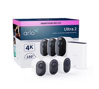 Arlo Ultra 2 Camara de Vigilancia WiFi Exterior 4K, Camara de Vigilancia WiFi Interior, Sensor de Movimiento, Alarmas Para Casa, Visión Nocturna Color, Prueba Arlo Secure Incluida , 3 Cámaras, Blancas