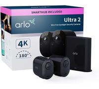 Arlo Ultra 2 Camara de Vigilancia WiFi Exterior 4K, Camara de Vigilancia WiFi Interior, Sensor de Movimiento, Alarmas Para Casa, Visión Nocturna Color, Prueba Arlo Secure Incluida , 2 Cámaras, Negras