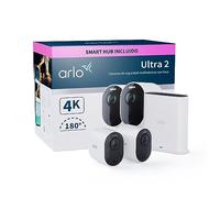Arlo Ultra 2 Camara de Vigilancia WiFi Exterior 4K, Camara de Vigilancia WiFi Interior, Sensor de Movimiento, Alarmas Para Casa, Visión Nocturna Color, Prueba Arlo Secure Incluida , 2 Cámaras, Blancas