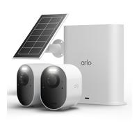Arlo Ultra 3 Camera White Set of 2 incl. Smart Hub y panel solar resolución 4K, WLAN, alimentación por batería/solar, resistente a la intemperie IP65, ángulo de visión de 180