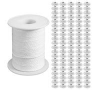 arlote Juego de Herramientas de Bricolaje para Velas, 1 Rollo NúCleo Mecha Vela AlgodóN de 200 Pies/61 M con 100 Piezas Sostenedor Mecha Vela para el Kit de FabricacióN de Velas
