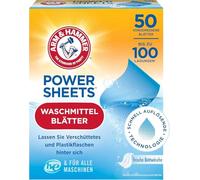 Arm and Hammer Power Sheets - Detergente para lavandería, sábanas de lino fresco, 50 unidades, hasta 100 cargas pequeñas, detergente de lavado ultra concentrado para una limpieza profunda, hojas de