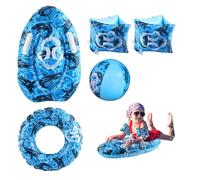 Arm Floaties for Kids, Dwafill 5 Piezas Tabla Surf Niño Hinchable, Tabla Inflable Decathlon Niño, Bodyboard, para Toboganes Acuáticos Hinchables, Playas, Piscinas, Parques Acuáticos (Tiburón Azul)