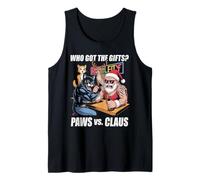 Arm Wrestling Christmas Cat Santa Claus Camiseta sin Mangas