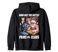 Arm Wrestling Christmas Cat Santa Claus Sudadera con Capucha