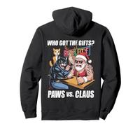 Arm Wrestling Christmas Cat Santa Claus Sudadera con Capucha