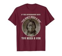 Arma Jefe de Toro Sentado - Cabeza de Flecha Retro Camiseta, Hombre, Granate, M