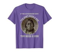 Arma Jefe de Toro Sentado - Cabeza de Flecha Retro Camiseta, Hombre, Morado Jaspeado, L