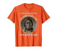 Arma Jefe de Toro Sentado - Cabeza de Flecha Retro Camiseta, Hombre, Naranja, XL