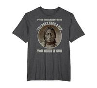 Arma Jefe de Toro Sentado - Cabeza de Flecha Retro Camiseta, Hombre Tallas Grandes, Jaspeado Oscuro, 3X Alto
