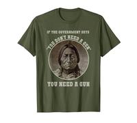 Arma Jefe de Toro Sentado - Cabeza de Flecha Retro Camiseta, Hombre, Verde Oliva, L
