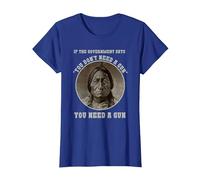 Arma Jefe de Toro Sentado - Cabeza de Flecha Retro Camiseta, Mujer, Azul Real, L