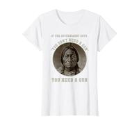 Arma Jefe de Toro Sentado - Cabeza de Flecha Retro Camiseta, Mujer, Blanco, XL