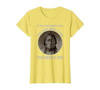 Arma Jefe de Toro Sentado - Cabeza de Flecha Retro Camiseta, Mujer, Limón, XL