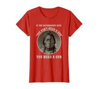 Arma Jefe de Toro Sentado - Cabeza de Flecha Retro Camiseta, Mujer, Rojo, 3XL