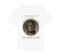 Arma Jefe de Toro Sentado - Cabeza de Flecha Retro Camiseta, Mujer Tallas Grandes, Blanco, 1XL Grande