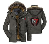 ARMAAN Abrigo Invierno Capucha Hombre, Chaqueta Cortavientos Cuello Alto, Gruesa Y Cálida Para Mass Effect N7, Abrigo Nieve Acolchado Forro Polar, Cortavientos Y Protección Contra El Frío,Green-xx_l