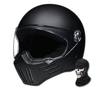ARMAAN Casco Integral de Motocicleta de Estilo Retro para Adultos Unisex, Casco de ciclomotor para Turismo con Visera Solar, Cascos de Motocicleta antichoque aprobados por ECE/Dot,Color E-M(57~58cm)