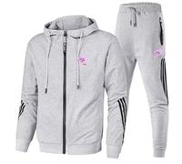 ARMAAN Chándal informal hombre 2 piezas, sudadera capucha y cremallera completa manga larga para FAIRY TAIL chándal bolsillo, chaqueta deportiva ajuste cómodo otoño e invierno,Grey-3x_l