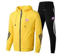 ARMAAN Chándal informal hombre 2 piezas, sudadera capucha y cremallera completa manga larga para FAIRY TAIL chándal bolsillo, chaqueta deportiva ajuste cómodo otoño e invierno,Yellow-m