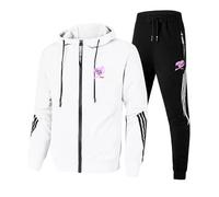 ARMAAN Chándal informal hombre 2 piezas, sudadera capucha y cremallera completa manga larga para FAIRY TAIL chándal bolsillo, chaqueta deportiva ajuste cómodo otoño e invierno,White-3x_l
