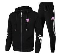 ARMAAN Chándal informal hombre 2 piezas, sudadera capucha y cremallera completa manga larga para FAIRY TAIL chándal bolsillo, chaqueta deportiva ajuste cómodo otoño e invierno,Black-3x_l