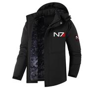 ARMAAN Chaqueta Impermeable Forro Polar Hombre Para Mass Effect N7, Abrigos Cálidos Invierno, Para Esquí Y Nieve Múltiples Bolsillos, Con Capucha Resistente Al Viento Y A La Lluvia,Black-xx_l