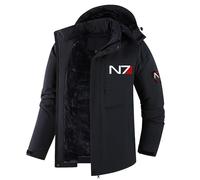 ARMAAN Chaqueta Impermeable Forro Polar Hombre Para Mass Effect N7, Abrigos Cálidos Invierno, Para Esquí Y Nieve Múltiples Bolsillos, Con Capucha Resistente Al Viento Y A La Lluvia,Blue-5x_l