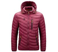 ARMAAN Chaquetas Acolchadas Ligeras Para Hombre Con Cremallera Completa Y Capucha Desmontable Estilo De Mass Effect N7 Abrigos Otoño E Invierno Para Uso Casual De Trabajo,Red-l