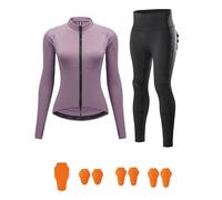 ARMAAN Conjunto Moto Mujer Con Protecciones CE - Capa Base Protectora Transpirable Con Protecciones Desmontables Certificadas CE, Detalles Reflectantes Para Uso Diario Y Exterior,Purple 1-EU L