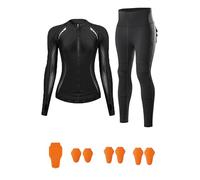 ARMAAN Conjunto Moto Mujer Con Protecciones CE - Capa Base Protectora Transpirable Con Protecciones Desmontables Certificadas CE, Detalles Reflectantes Para Uso Diario Y Exterior,Black 1-EU XL
