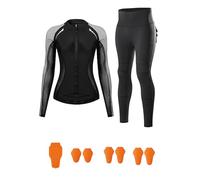 ARMAAN Conjunto Moto Mujer Con Protecciones CE - Capa Base Protectora Transpirable Con Protecciones Desmontables Certificadas CE, Detalles Reflectantes Para Uso Diario Y Exterior,Grey 1-EU L