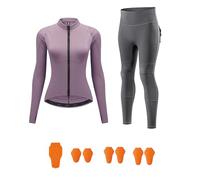 ARMAAN Conjunto Moto Mujer Con Protecciones CE - Capa Base Protectora Transpirable Con Protecciones Desmontables Certificadas CE, Detalles Reflectantes Para Uso Diario Y Exterior,Purple 2-EU XL